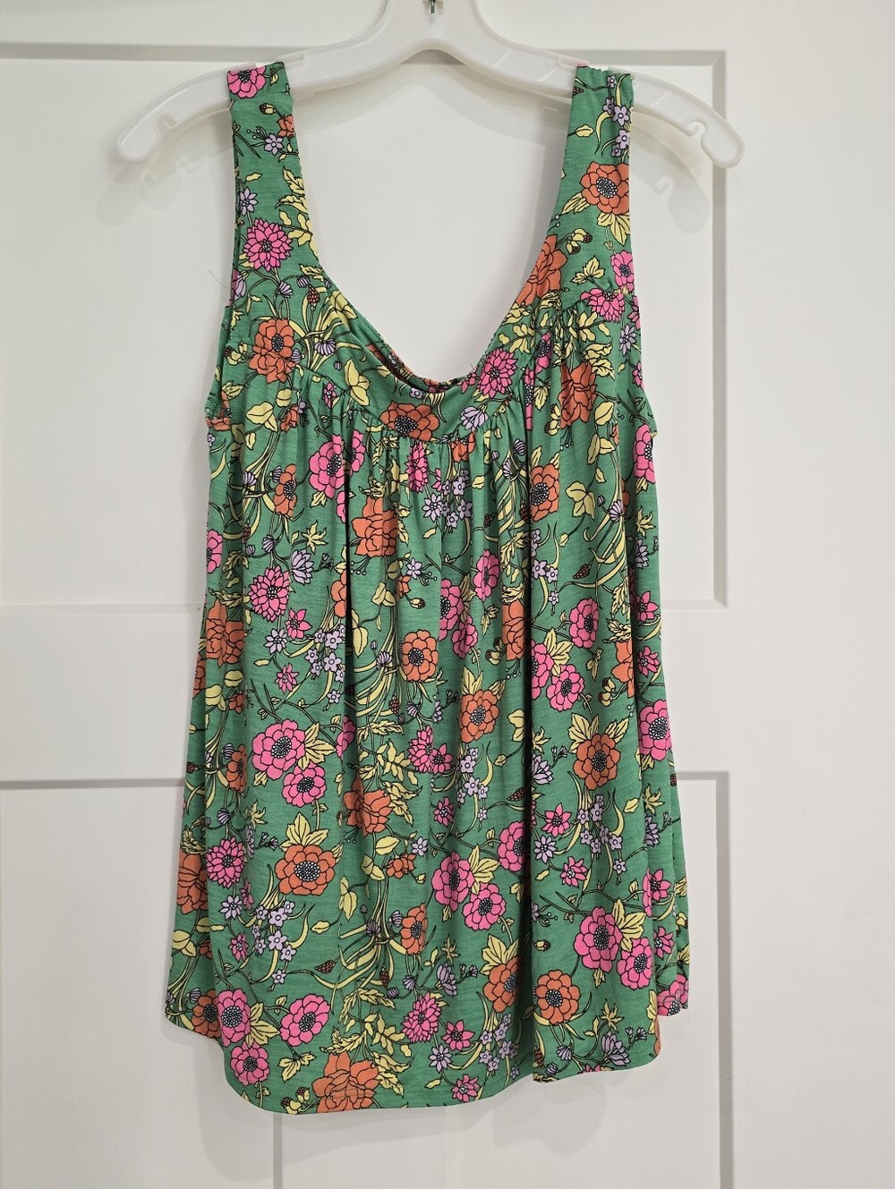 Sew In Love Tanktop women's M Retro Hippie Green Multicolor Colorful Floral